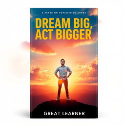 A captivating front-facing book cover design for "Dream Big, Act Bigger" by Great Learner