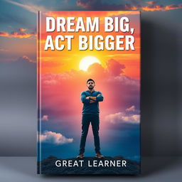 A captivating front-facing book cover design for "Dream Big, Act Bigger" by Great Learner