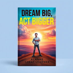 A captivating front-facing book cover design for "Dream Big, Act Bigger" by Great Learner