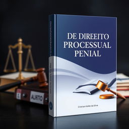 A stunning book cover design for a law book titled "Curso de Direito Processual Penal" authored by Cristian Kiefer da Silva, set in 2024