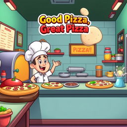 A cartoon-style thumbnail for a gameplay video of the game 'Good Pizza, Great Pizza'