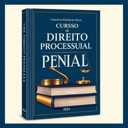 A stunning book cover for a 500-page law book titled 'Curso de Direito Processual Penal'