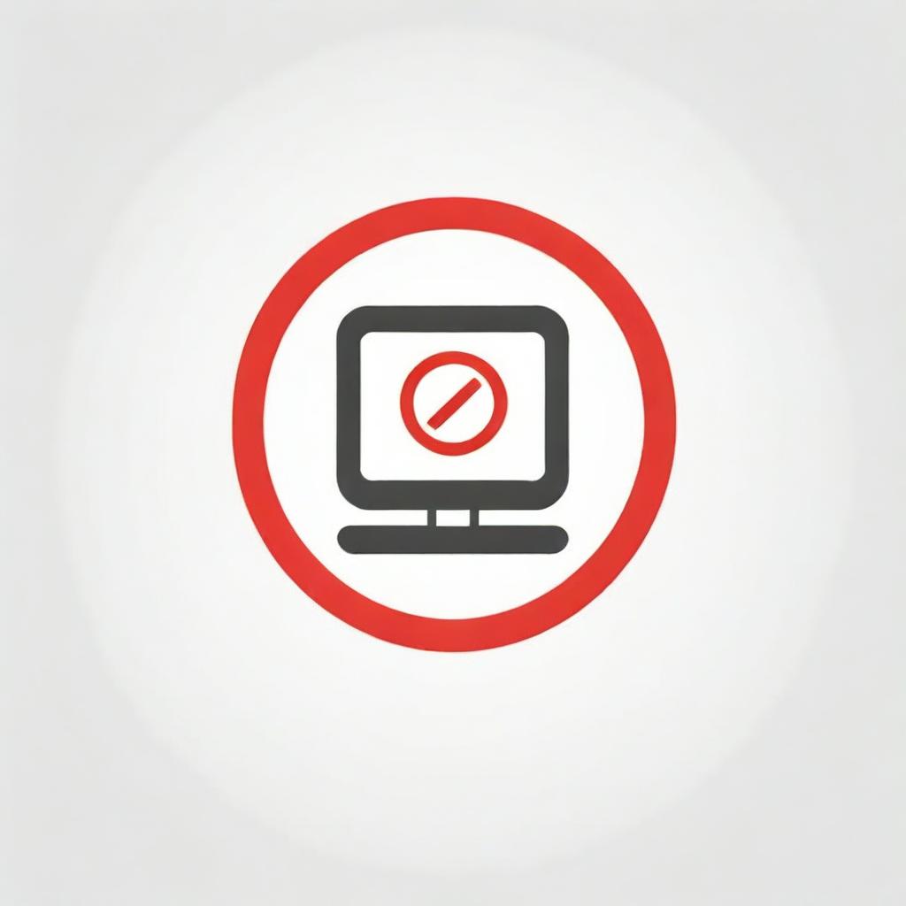 Design an icon that visually represents the idea of 'errors not allowed' in a computer. It should include a computer graphic overlaid with a red prohibitive sign and a small error symbol.