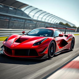 A LaFerrari sports car equipped with aggressive aerodynamic parts, racing dynamically on a track