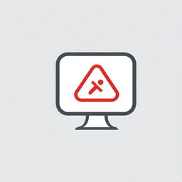 Design an icon that visually represents the idea of 'errors not allowed' in a computer. It should include a computer graphic overlaid with a red prohibitive sign and a small error symbol.