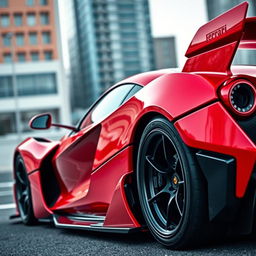 A hypercar inspired by the LaFerrari, featuring aggressive aerodynamic parts that showcase a futuristic and innovative design