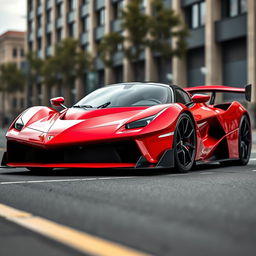 A hypercar inspired by the LaFerrari, featuring aggressive aerodynamic parts that showcase a futuristic and innovative design