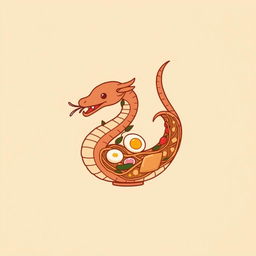 A simple illustration of a naga oden, depicting a fusion of a mythical naga and traditional Japanese oden dish