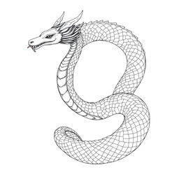 A monochromatic illustration of a naga, blending human and serpent elements into an elegant and mystical creature