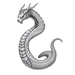 A monochromatic illustration of a naga, blending human and serpent elements into an elegant and mystical creature