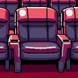 A cinema chair depicted in 3/4 view pixel art style, showcasing the distinctive features of a theater seat