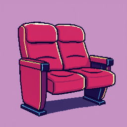 A cinema chair depicted in 3/4 view pixel art style, showcasing the distinctive features of a theater seat