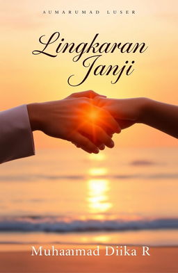 A captivating romantic novel cover design titled "Lingkaran Janji" by the author "Muhammad Dhika R"