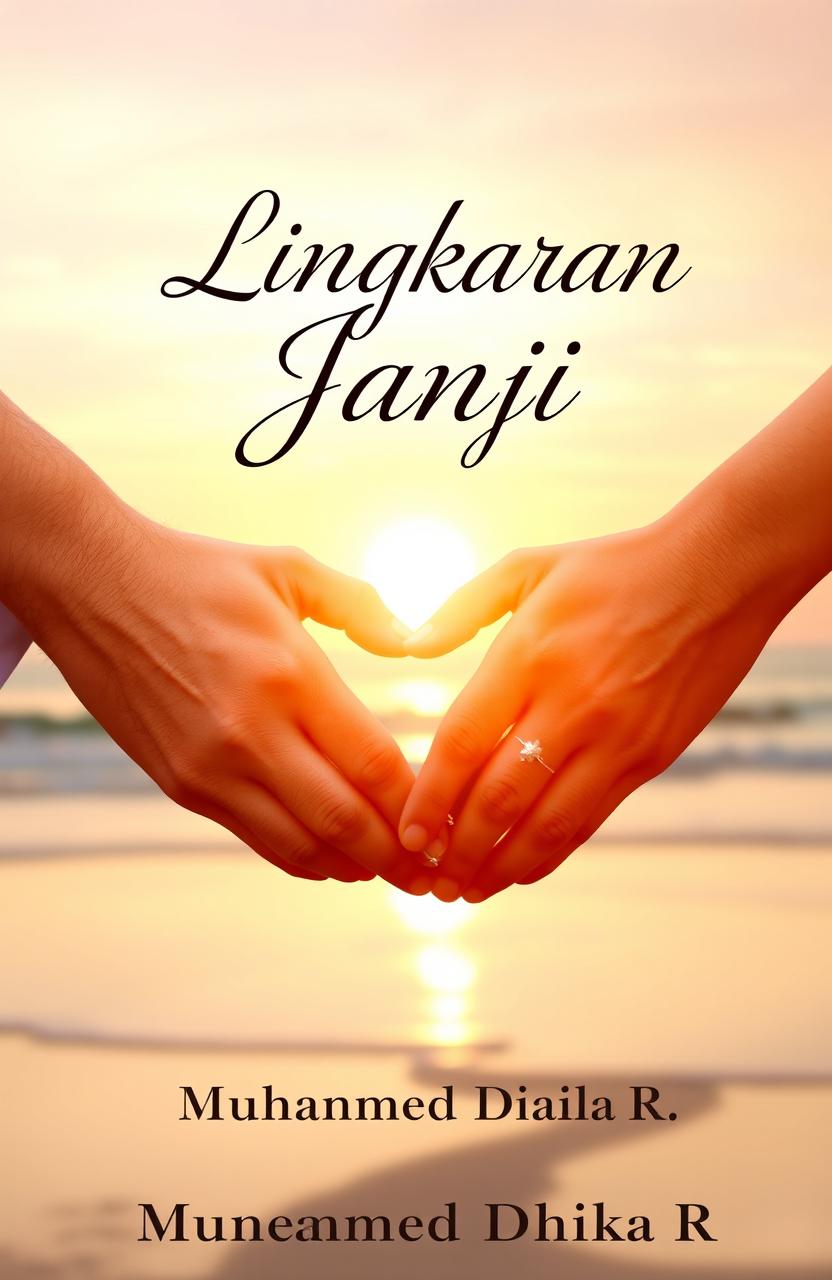 A captivating romantic novel cover design titled "Lingkaran Janji" by the author "Muhammad Dhika R"