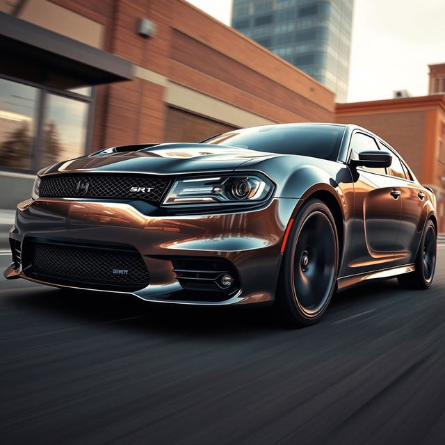 A detailed and realistic depiction of the 2023 Dodge Magnum SRT, showcasing the sleek and aggressive design of the vehicle