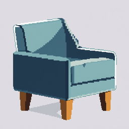 A single chair depicted in 3/4 view pixel art style, highlighting its distinct structure and design