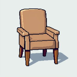 A single chair depicted in 3/4 view pixel art style, highlighting its distinct structure and design