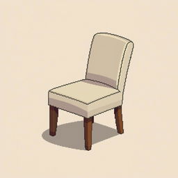 A single chair depicted in 3/4 view pixel art style, highlighting its distinct structure and design