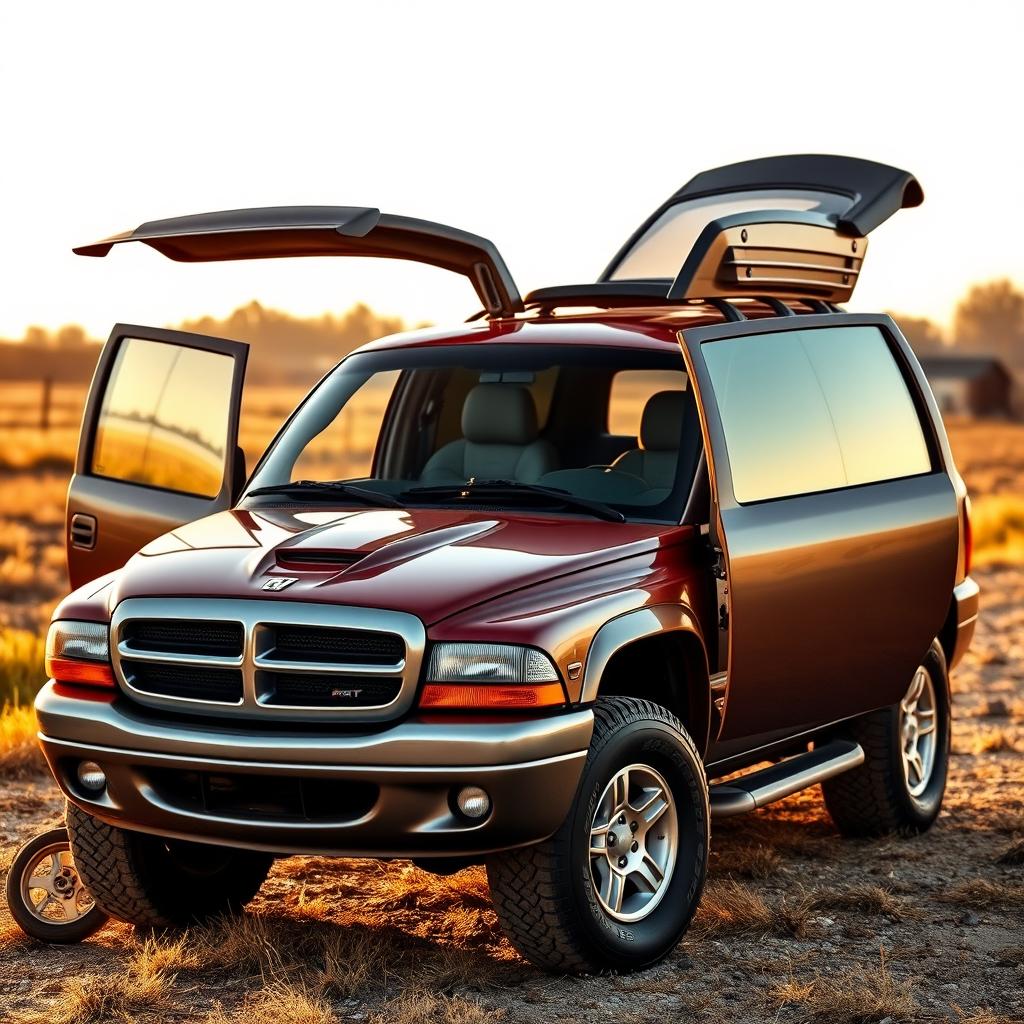 A captivating image of a 1999 Dodge Durango SRT-10 showcased in a classic, nostalgic setting