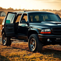 A captivating image of a 1999 Dodge Durango SRT-10 showcased in a classic, nostalgic setting