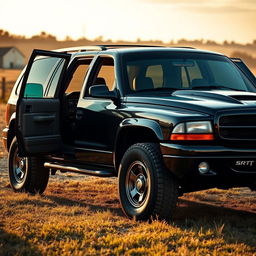 A captivating image of a 1999 Dodge Durango SRT-10 showcased in a classic, nostalgic setting