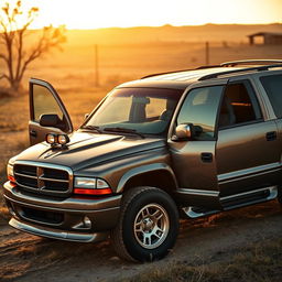 A captivating image of a 1999 Dodge Durango SRT-10 showcased in a classic, nostalgic setting