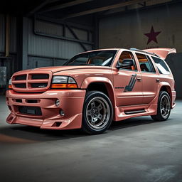 A captivating image of a 1999 Dodge Durango customized with an aftermarket body kit