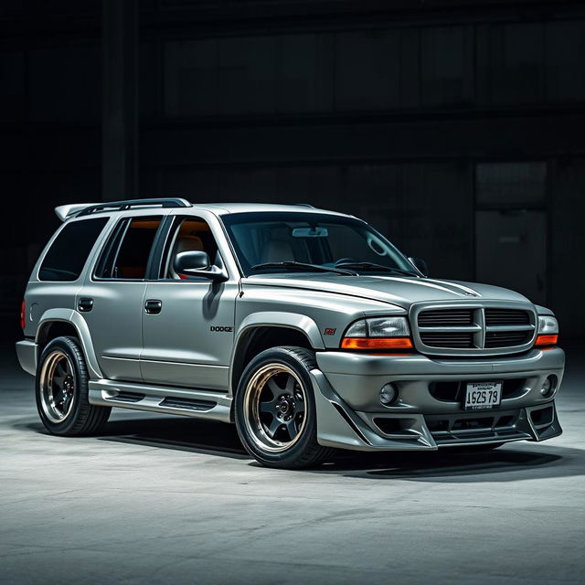 A captivating image of a 1999 Dodge Durango customized with an aftermarket body kit