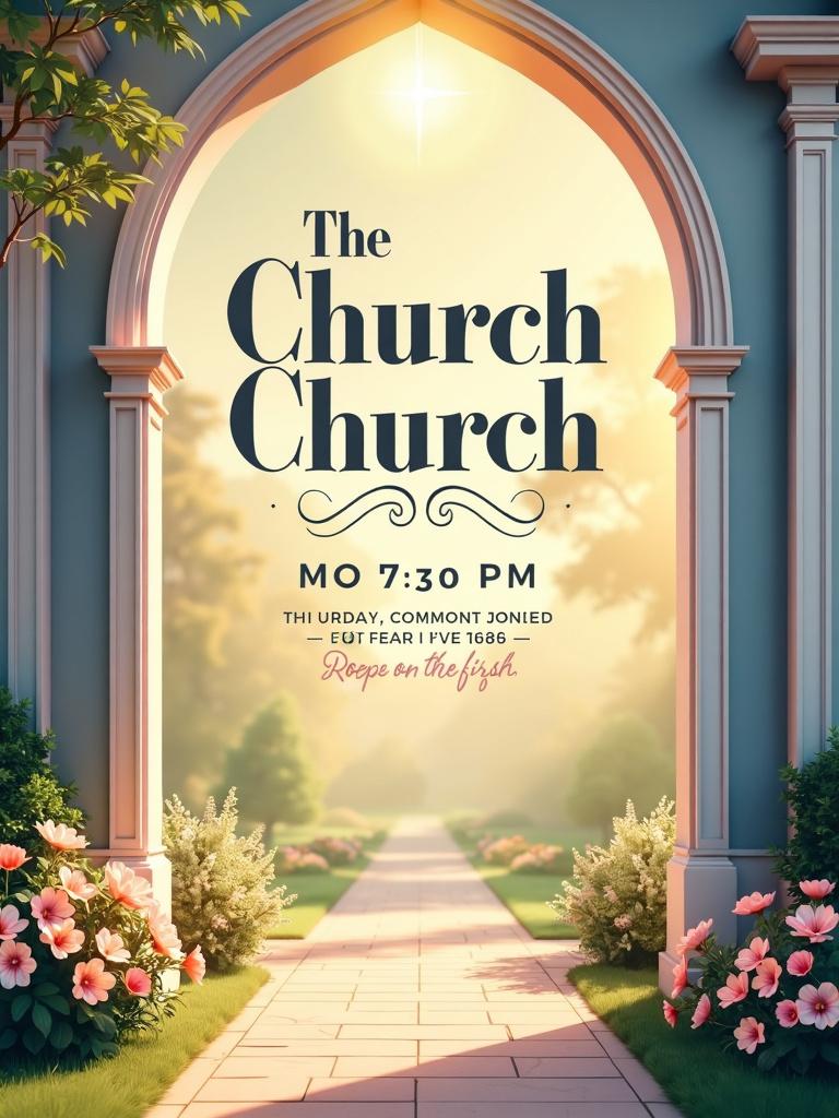 A beautifully designed elegant poster promoting a church event