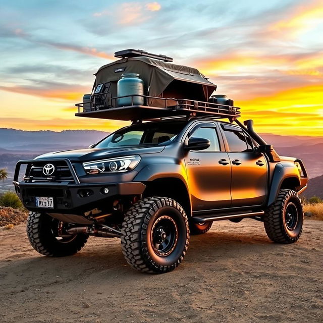 A rugged and fully equipped N70 Toyota Hilux designed specifically for overland adventures