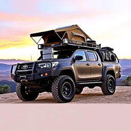 A rugged and fully equipped N70 Toyota Hilux designed specifically for overland adventures