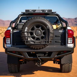 The rear view of a custom N70 Toyota Hilux, meticulously designed for overland expeditions