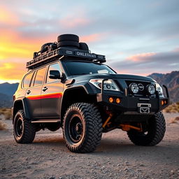 An impressive side view of a heavily modified overland Nissan Patrol, built for the ultimate off-road experience