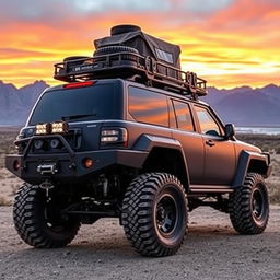 An impressive side view of a heavily modified overland Nissan Patrol, built for the ultimate off-road experience