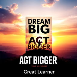 A visually striking front cover design for the book titled "Dream Big, Act Bigger" by Great Learner