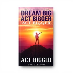 A visually striking front cover design for the book titled "Dream Big, Act Bigger" by Great Learner