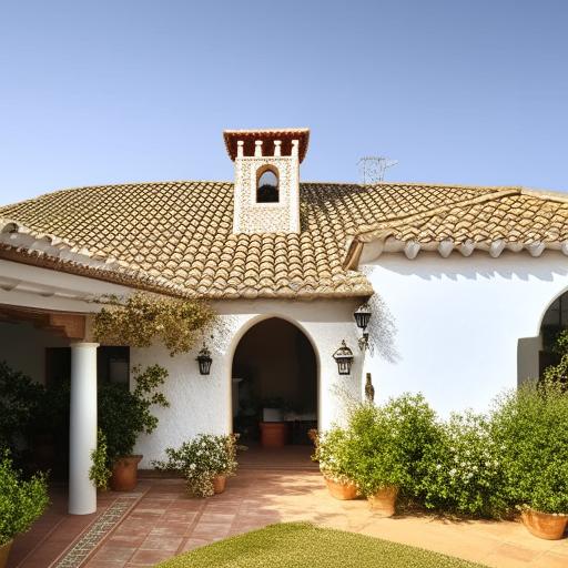 A 20 marla Spanish style house, featuring whitewashed walls, ceramic tiles, red clay roof and enclosed courtyard.