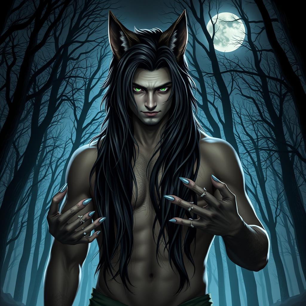 22-year-old man with werewolf ears and extremities, standing at 177 cm tall