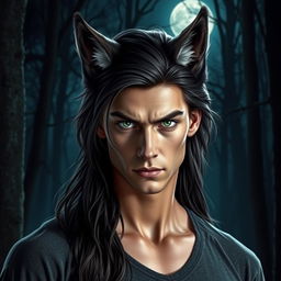 22-year-old man with werewolf ears, standing at 177 cm tall