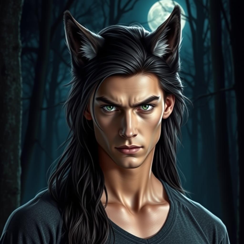 22-year-old man with werewolf ears, standing at 177 cm tall