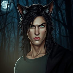 22-year-old man with werewolf ears, standing at 177 cm tall