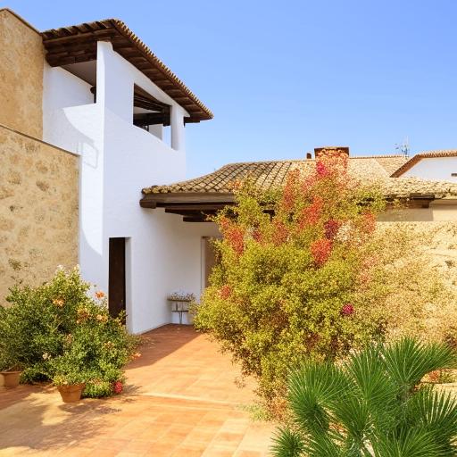 A 20 marla Spanish style house, featuring whitewashed walls, ceramic tiles, red clay roof and enclosed courtyard.