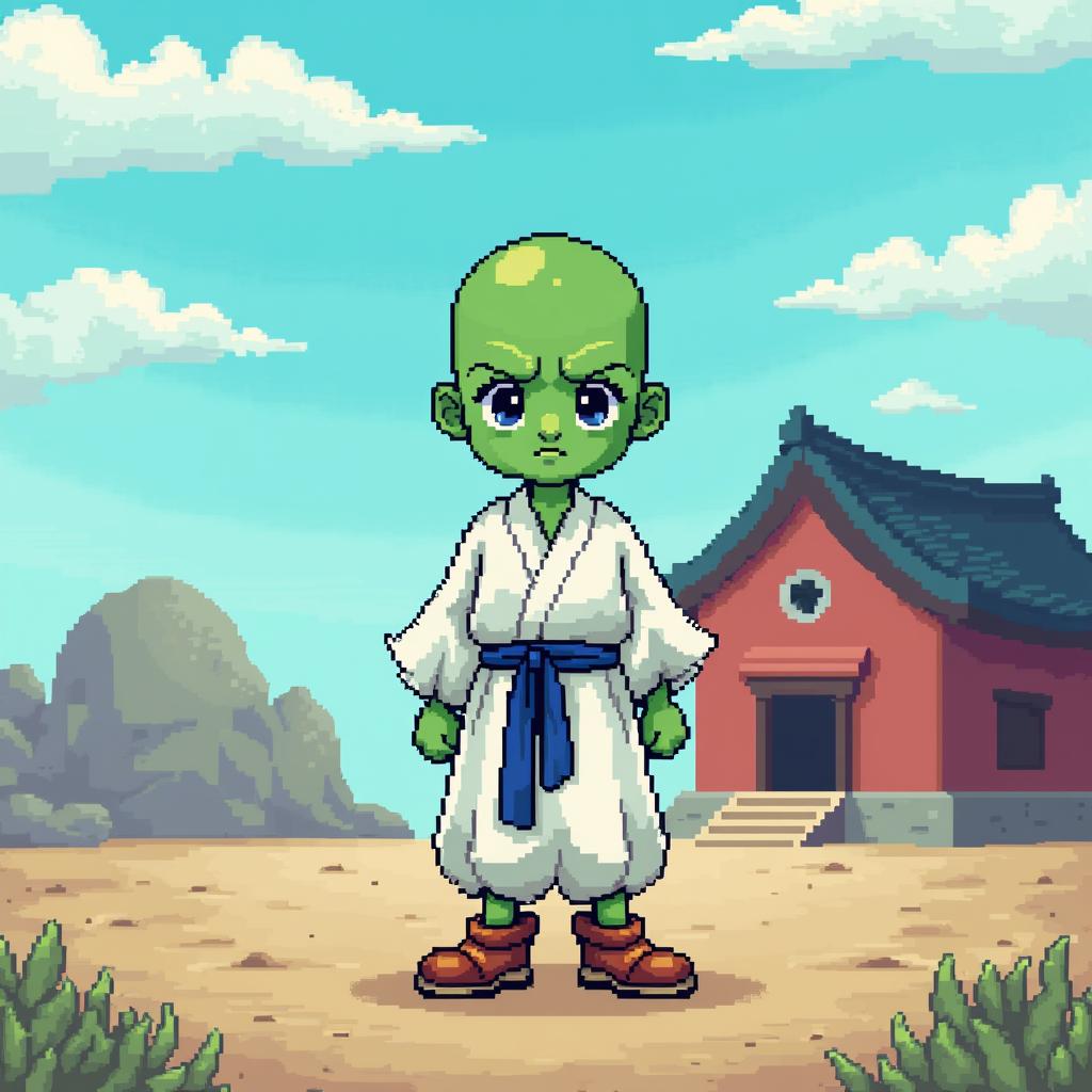 A mini version of Kami from Dragon Ball Z in an 8-bit pixel art style