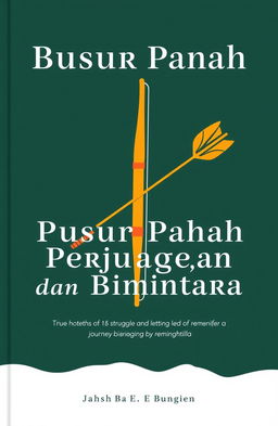 A book cover depicting the theme of "Busur Panah Perjuangan dan Bimantara," showcasing elements of struggle and triumph led by remarkable individuals