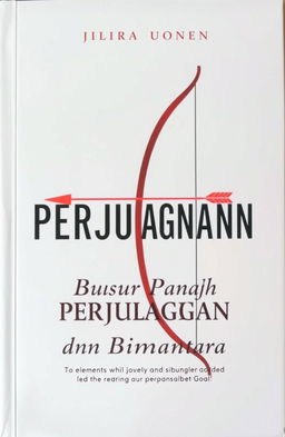 A book cover depicting the theme of "Busur Panah Perjuangan dan Bimantara," showcasing elements of struggle and triumph led by remarkable individuals