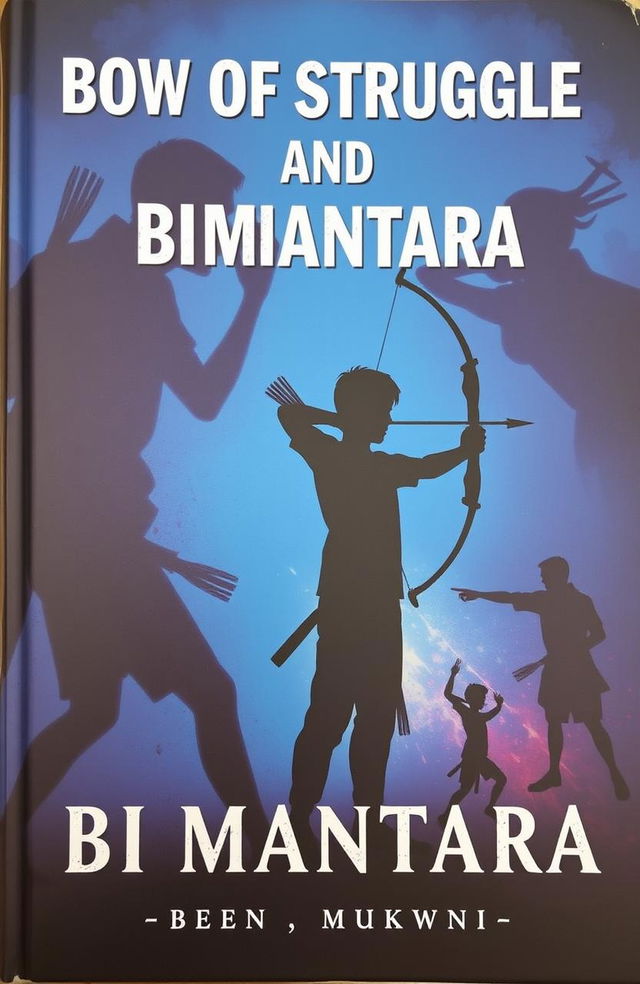 A book cover featuring the theme 'Bow of Struggle and Bimantara' with a silhouette of a person