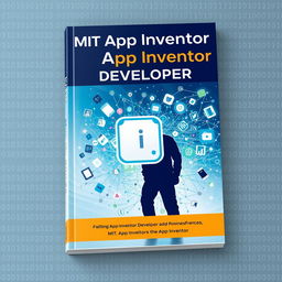 A book cover design featuring a dynamic and futuristic representation of an MIT App Inventor Developer