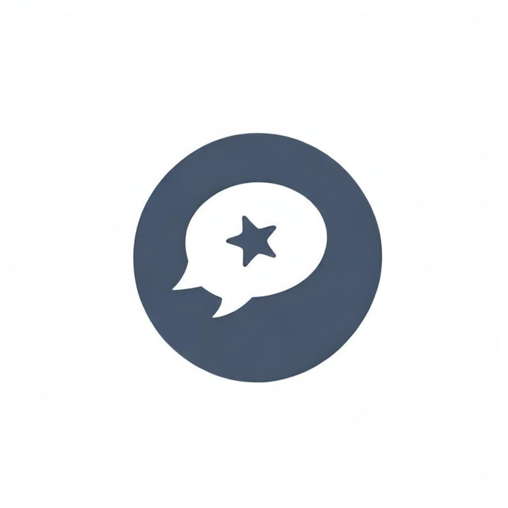 Design an icon that symbolizes 'feedback'. Include elements such as a speech bubble or a rating star to suggest communication and evaluation, rendered in a contemporary, minimalist style.