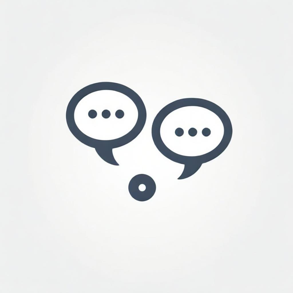 Construct an interactive feedback icon. The design should contain elements like two overlapping speech bubbles or hands exchanging a comment card to represent dialogue and interaction.