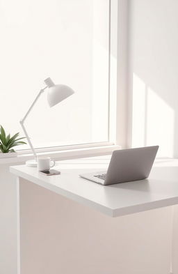 A striking visualization of digital minimalism, featuring a sleek, modern workspace with a clean, uncluttered desk setup